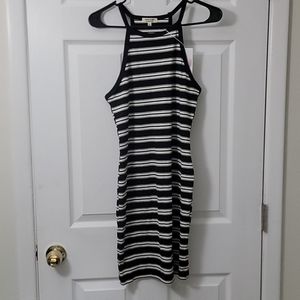 Striped fitted halter dress